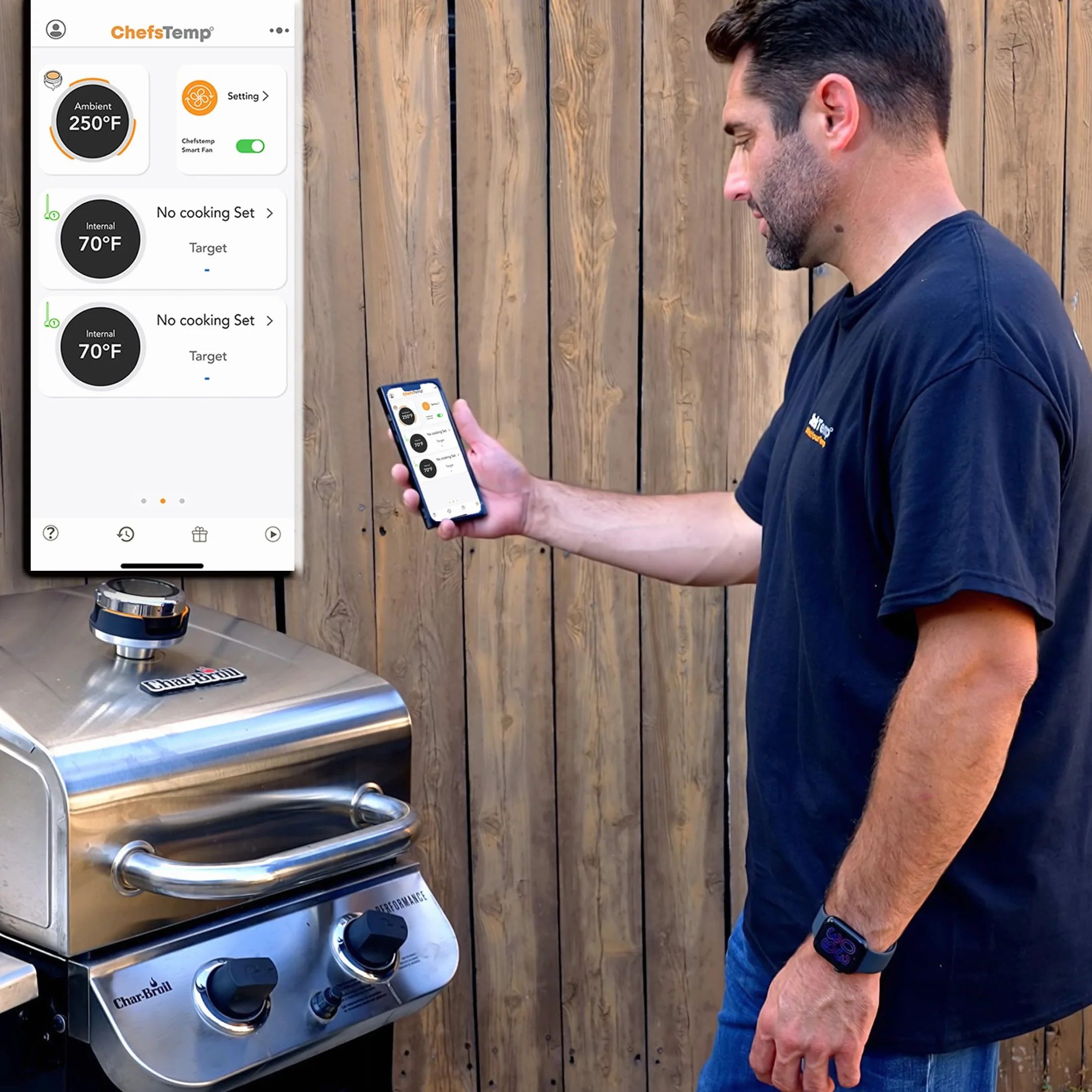 ProTemp S1 Intelligentes Patentiertes WLAN Bluetooth Thermometer für Weber Big Green Egg Grills Grills Räucherofen Zubehör Ersatz (BGE Version , passend für Big Green Egg)