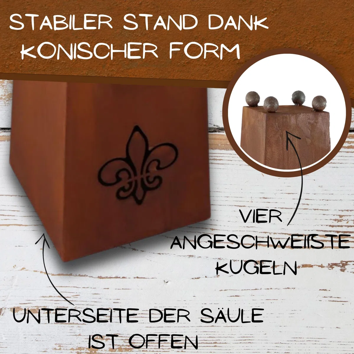 Rostikal Blumensäule 110 cm mit runder Pflanzschale 47 - Gartendeko Für Draußen Wetterfest, Deko Garten, Garten Deko Draußen - Wetterfeste Deko Für Ihren Outdoor-Bereich