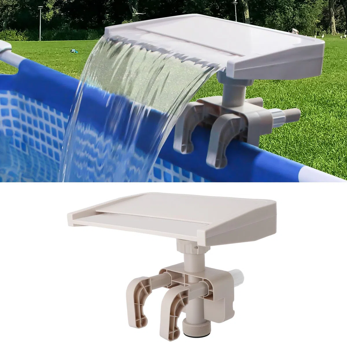 Gonetre Für Pool-Wasserfälle, Wasserfall-Poolbrunnen, abnehmbare, tragbare Halterung, separate Düsen, entspannender Wasserfall, oberirdischer Poolbrunnen, Überlauf, Befestigung aus