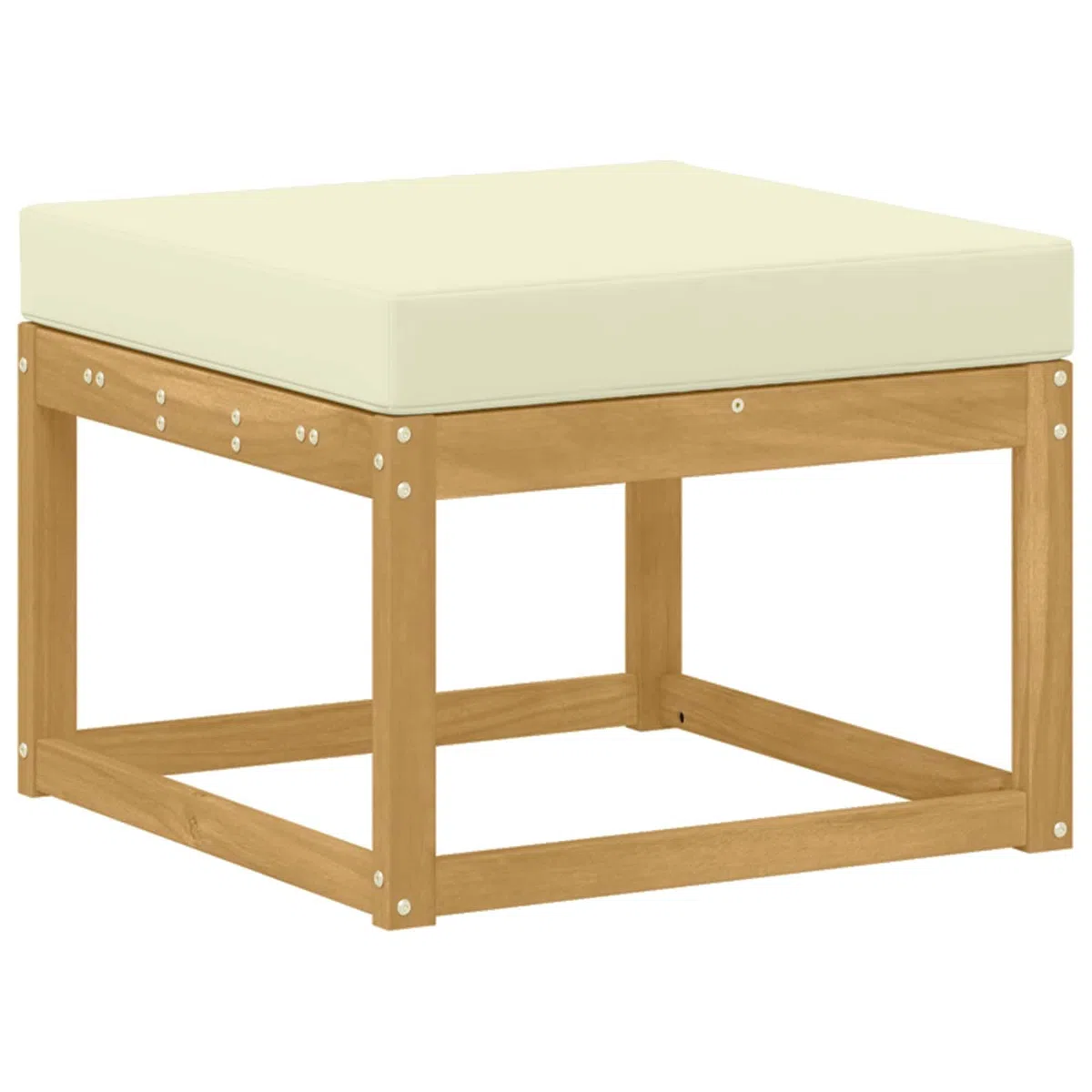 Outdoor-Sofagarnitur 7-teilig Weiß Creme aus massivem Akazienholz, Gartenset mit Tisch, Hocker, Sofas und Kissen, wetterbeständig, modular für Terrasse und Garten