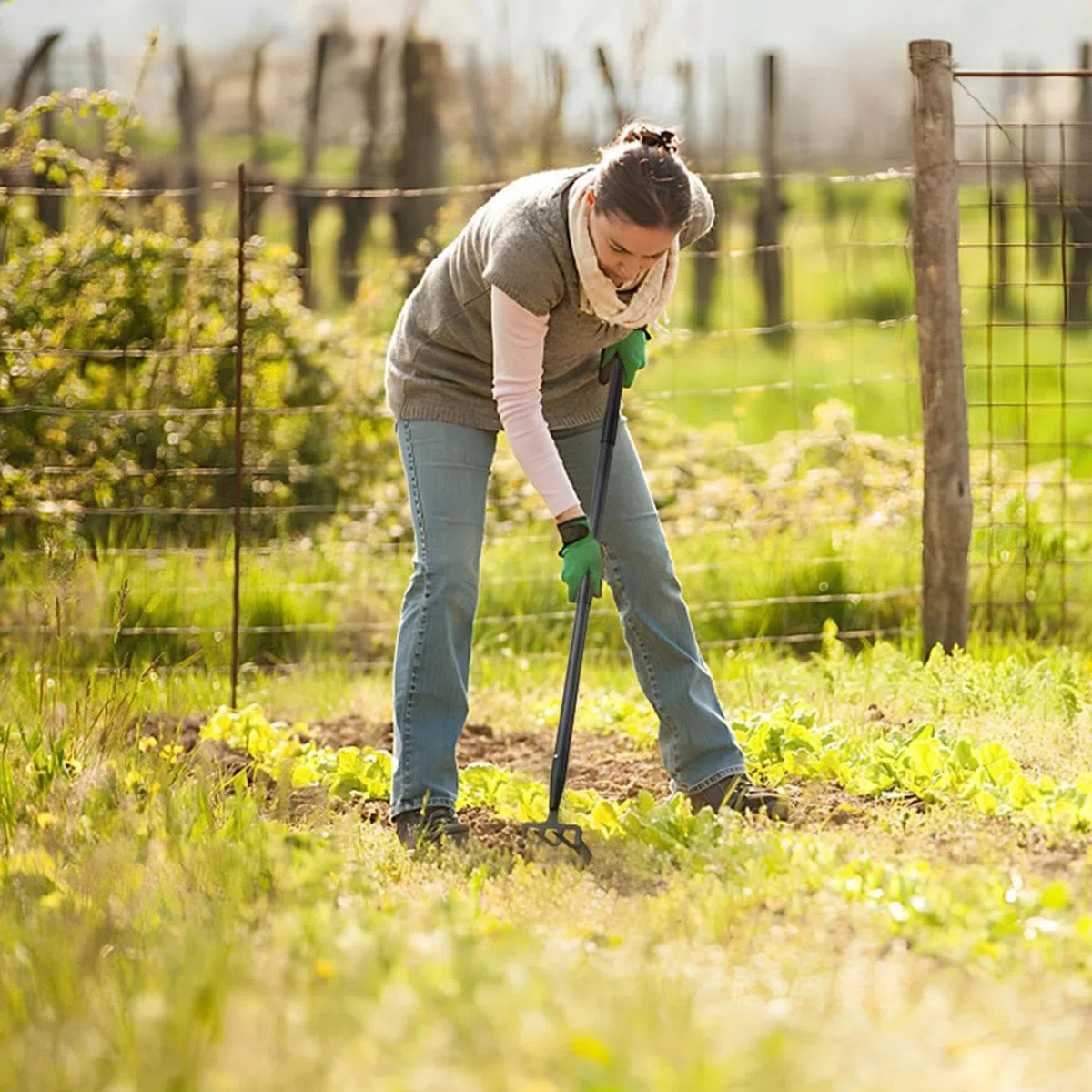 Gartenhacke Rechen - Langstiel Hacke Gartenwerkzeug Edelstahl | Grubber Hacke Gartenwerkzeug zum Lockern von Erde, Graben