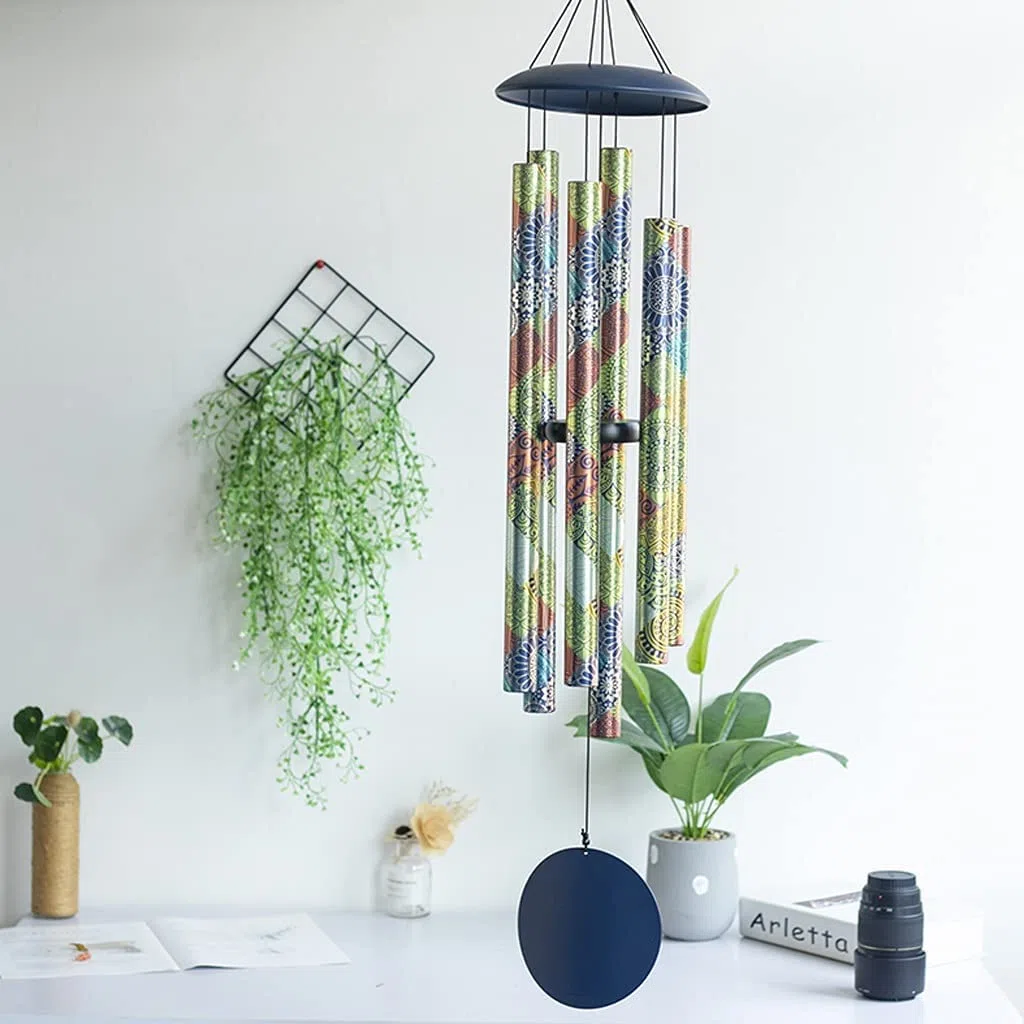 Windspiel Garten Windspiele für Draußen Outdoor Deep Tone, 45-Zoll-Memorial-Windspiele Groß Mit 6 Schweren Röhren Im Freien Für Hängende Dekoration Im Garten Klangspiel (Color : A)