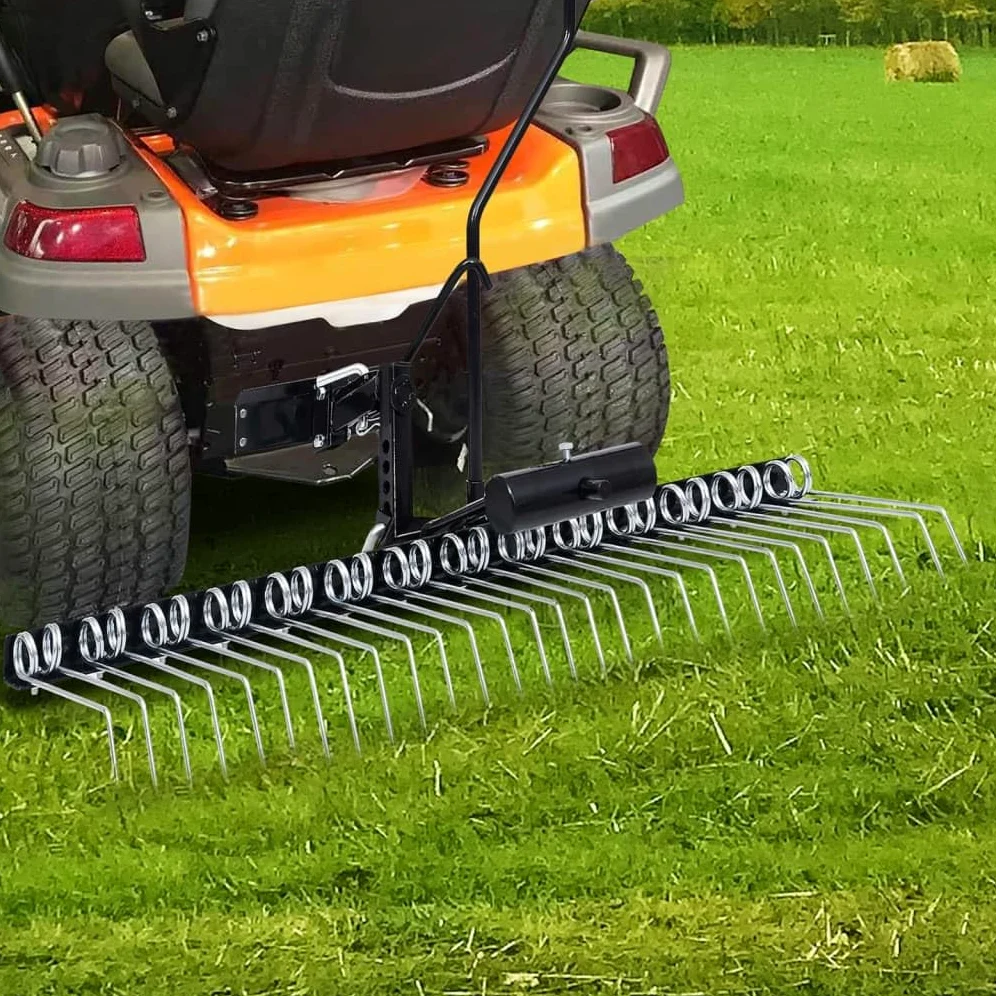 Vertikutierer für Aufsitzmäher 109 cm mit verzinktem Stahl, Rasenlüfter, Moosentferner, Bodenfräse, Gartenwerkzeug für effiziente Rasenpflege, Unkraut und Filz entfernen