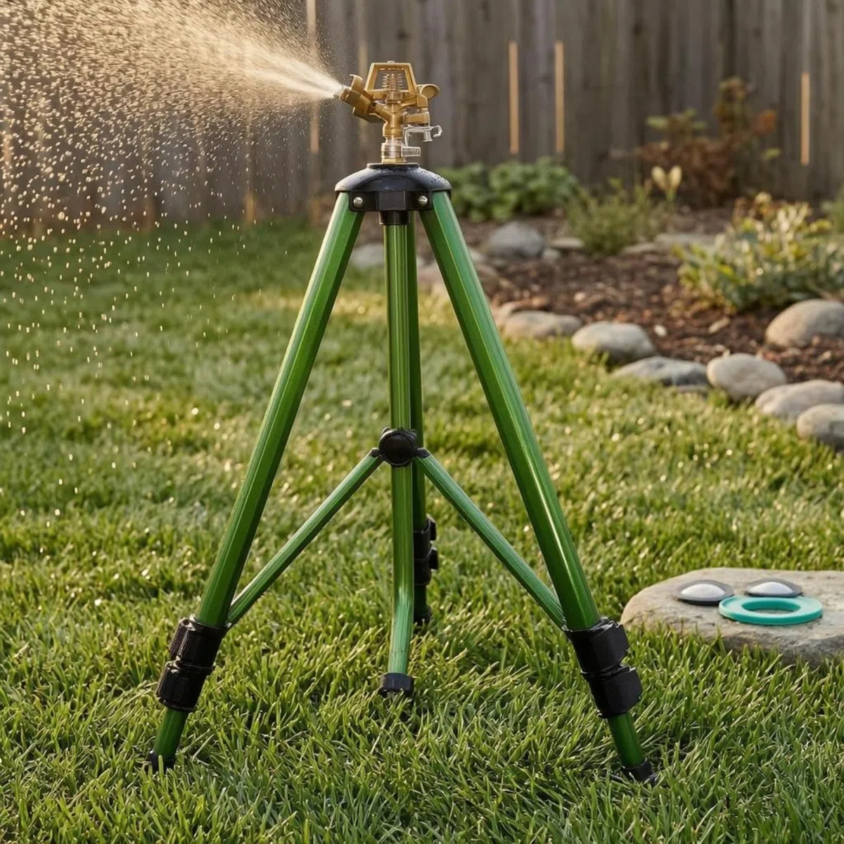 Verstellbarer Dreibein-Sprinkler Höhenverstellbar Einstellbarer Garten-Sprinkler Winkelverstellbar Metall-Rasensprenger