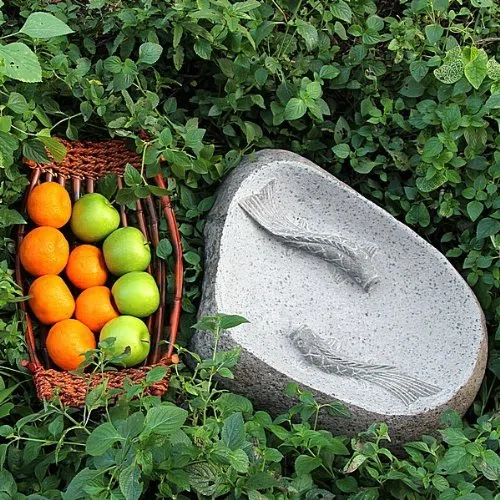 Grosses Stein Vogelbad Vogeltränke oval Gartendeko ca 50 cm