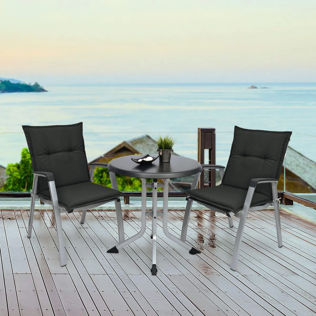 Beautissu 6er Set Niedriglehner Auflagen Sitzkissen für Garten Sitzauflage | 100x50cm 6cm dickes Anthrazit bequemes Sitzpolster Gartenstuhlauflage Niederlehner Balkon Camping Stuhl Stuhlkissen Base NL