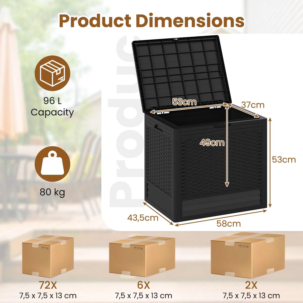GIANTEX 96L Gartenbox, wasserdichte Auflagenbox für In- & Outdoor, abschließbarer Aufbewahrungsbox Rattanoptik, Kissenbox für Paketlieferung, Poolzubehör & Gartengeräte (Schwarz)