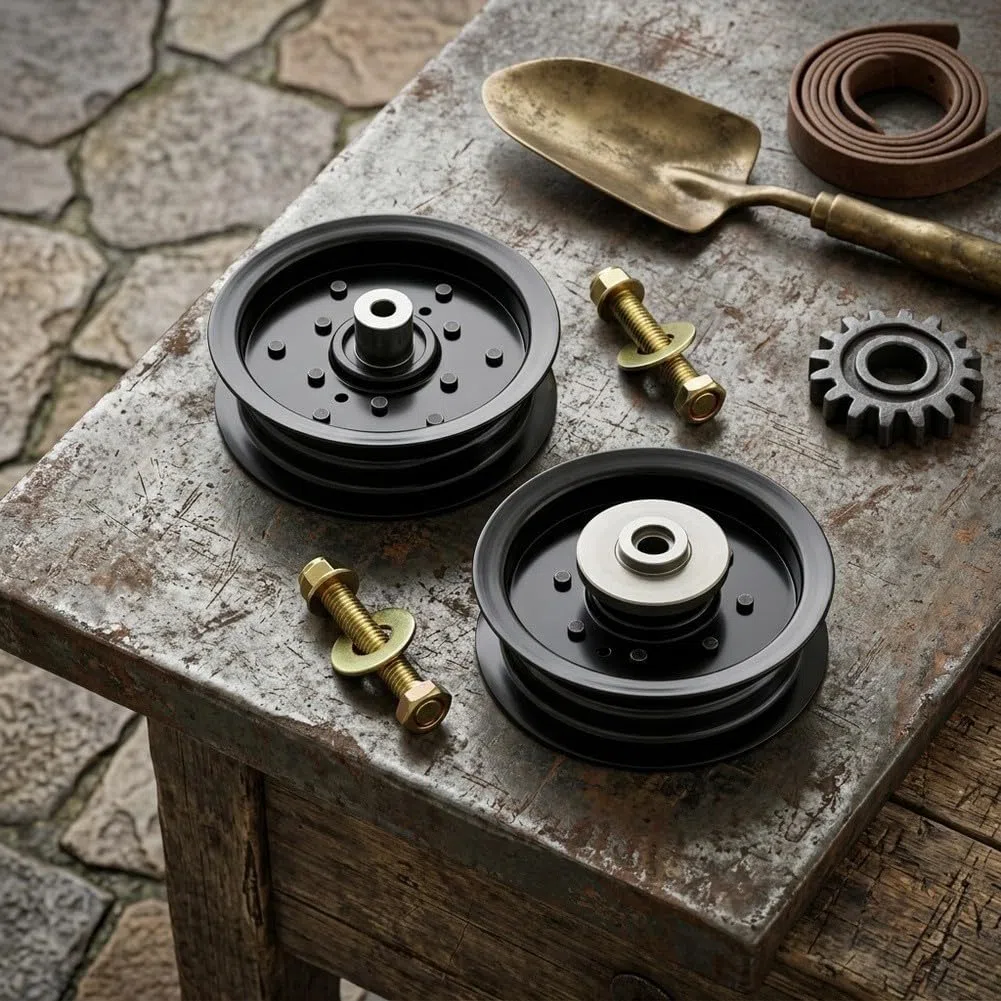 Stahl-Riemenscheibe, 2 Stück, für Craftsman Hua Aufsitzmäher, ersetzt 532196104 532196106 197380 197379 196106, kompatibel mit 42 46 48 54 Zoll Decks Ts342 Ts343 Ts348 Trac. tor Rasenpflege Ersatzteil