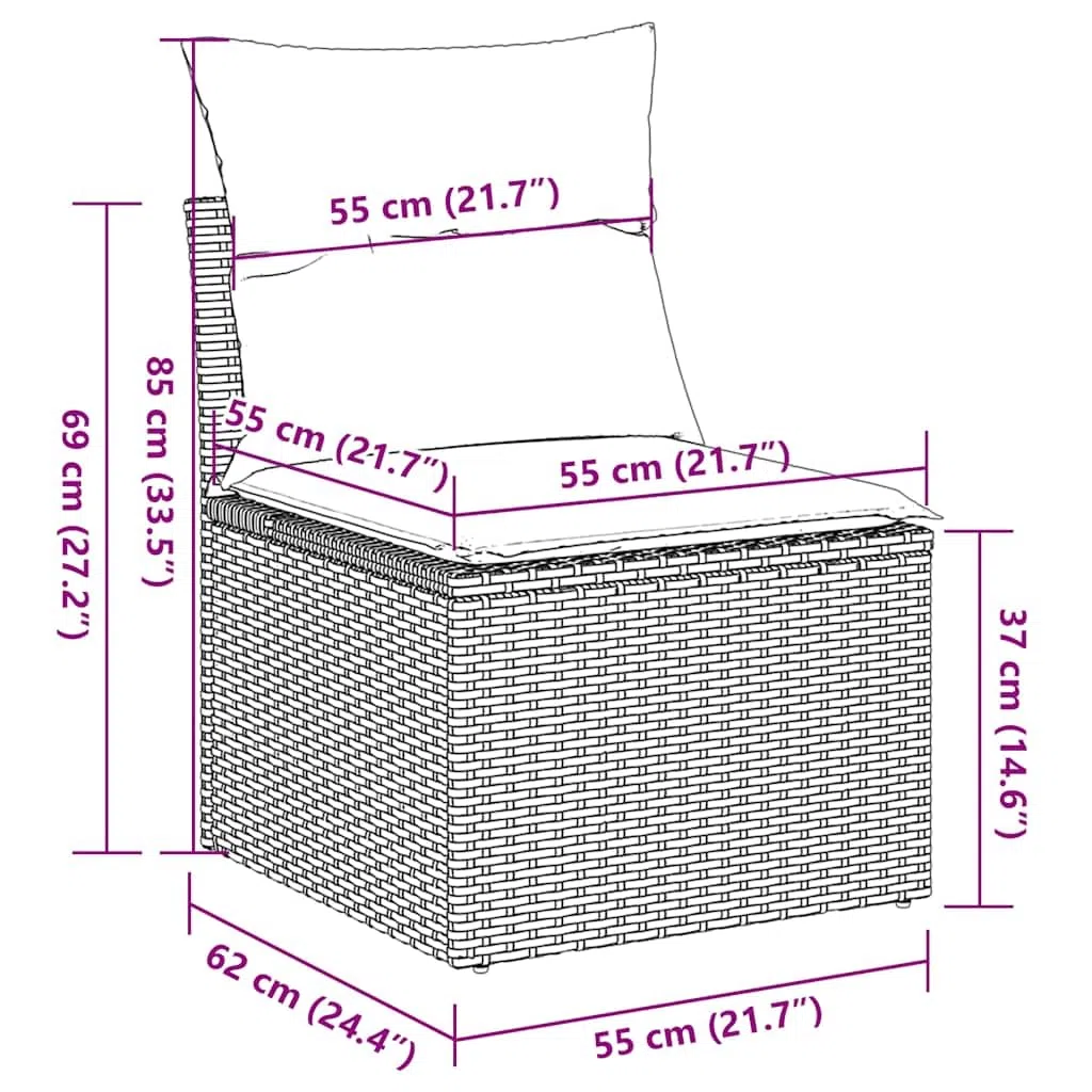 11-TLG Garten-Sofagarnitur Schwarz mit Kissen Poly Rattan, wetterfestes Lounge Möbel Set für Terrasse Balkon und Wintergarten, inklusive Tisch, Stuhl, Regal, Stauraum