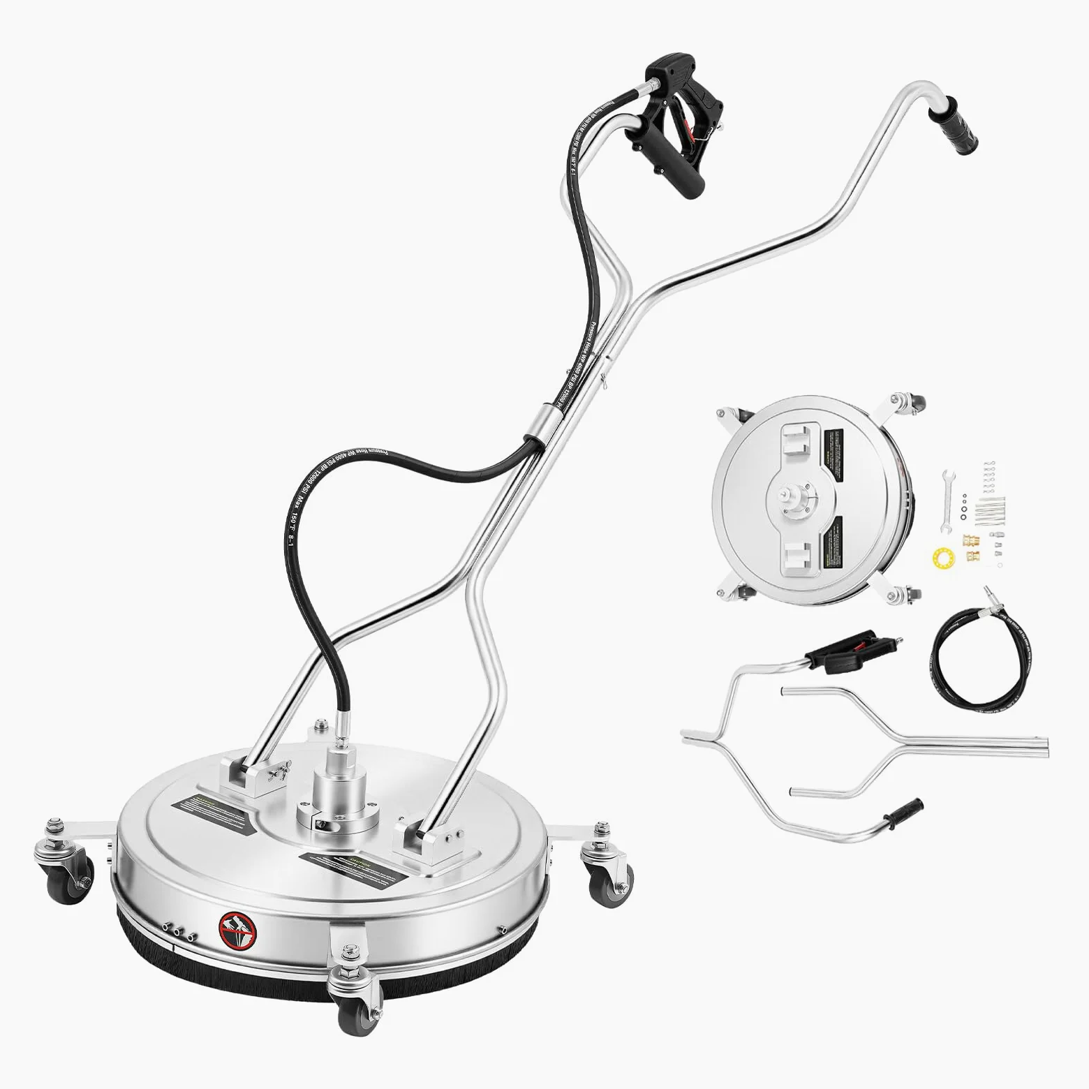 4500PSI Flächen- Bodenreiniger, 167cm Terrassenreiniger, Hochdruckreiniger, Profi Flächenreiniger mit 4 Wheels & 1 Hose 6.6 GPM, Bodenwäscher 65.7", für Steinböden und Innenhöfe