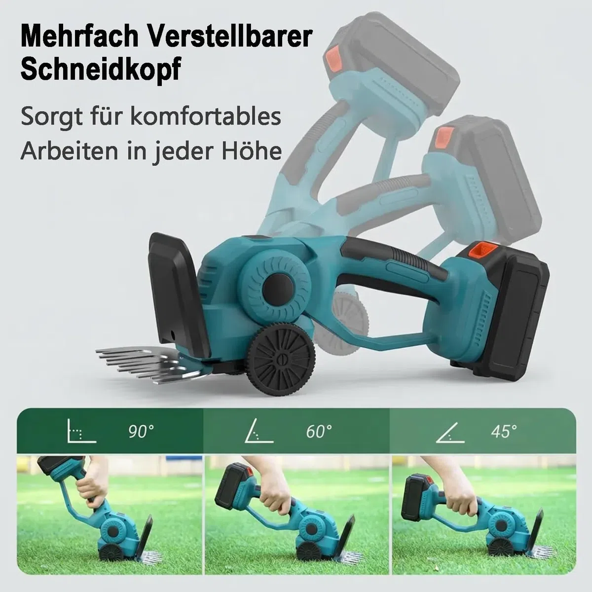Akku-Heckenschere für Makita Akkus,2-in-1 Akku Grasschere und Strauchschere | Elektrische Gartenschere mit 2x2,0Ah Batterien & Ladegerät,Schnittbreite 12cm, Schnittlänge 23cm, für Garten,Hof und Rasen