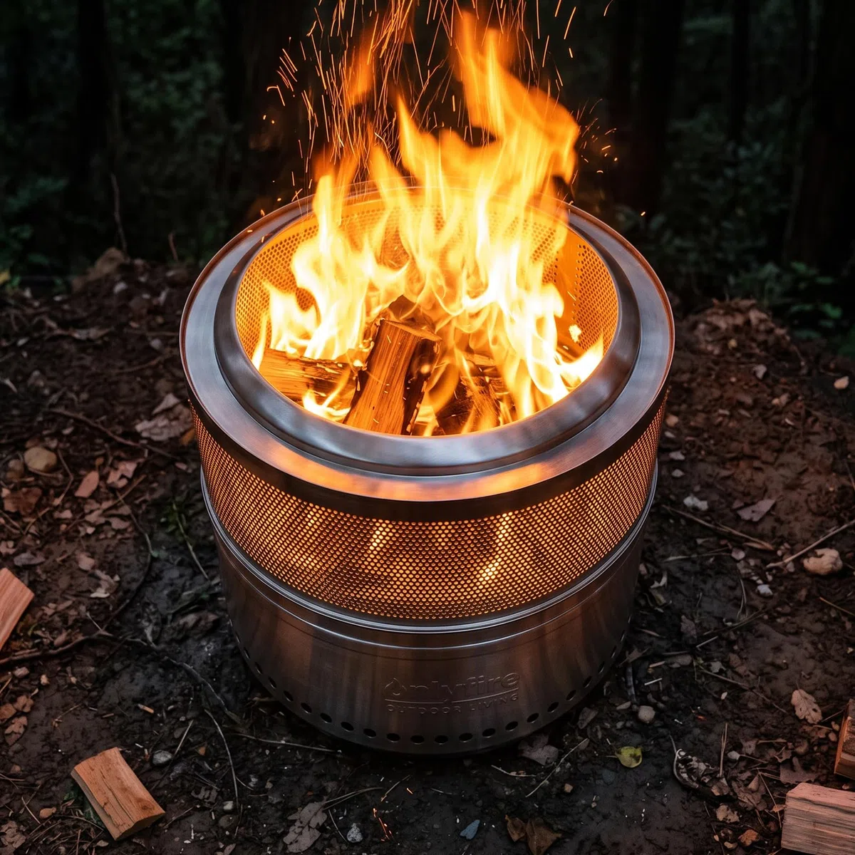 Onlyfire 50cm Rauchfreie Feuerschale mit Aufbewahrungstasche, Abnehmbarer Aschekasten, Edelstahl Smokeless Fire Pit, Tragbare Feuerstellen Terrasse, Feuerschalen für den Garten, Camping, Outdoor