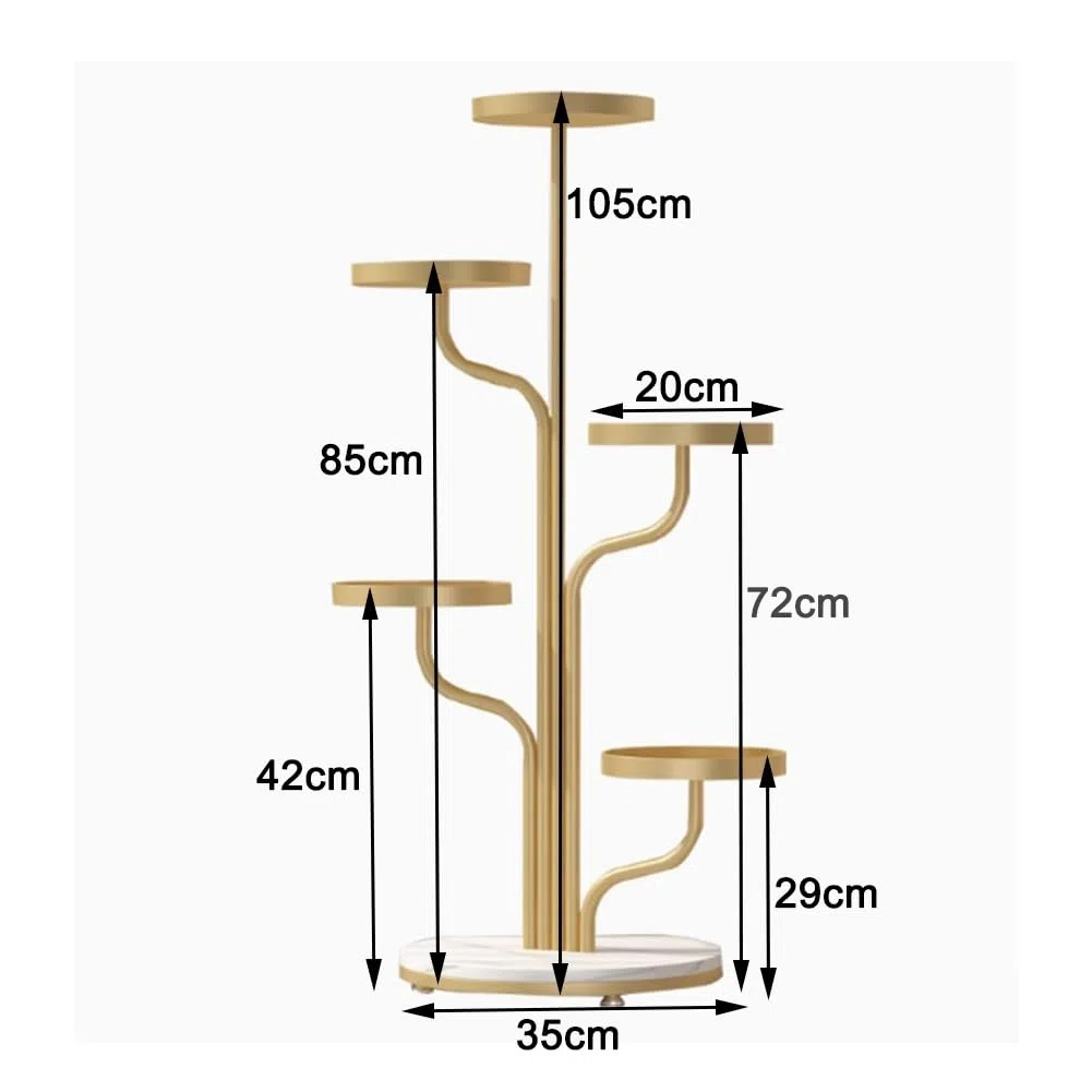 Generisch 5-Tier Metal Plant Stand - Sturdy Vertical Flower Rack with 5 Shelves for Indoor & Outdoor Use, Ideal for Home, Office, Garden, Balcony & Patio - Black