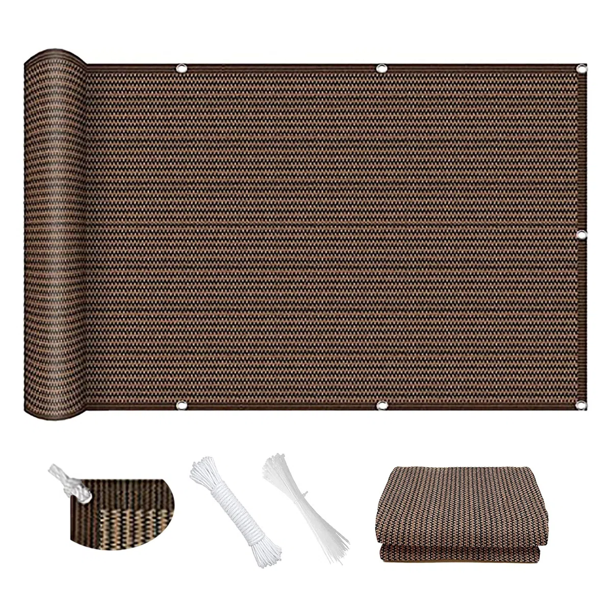 Sonnensegel Quadrat 3.2 x 5.5 m Windschutz und Sonnenschutz UV Schutz Sonnensegel mit Ösen und Befestigungsseile für Außenbereich,Garten, Braun A