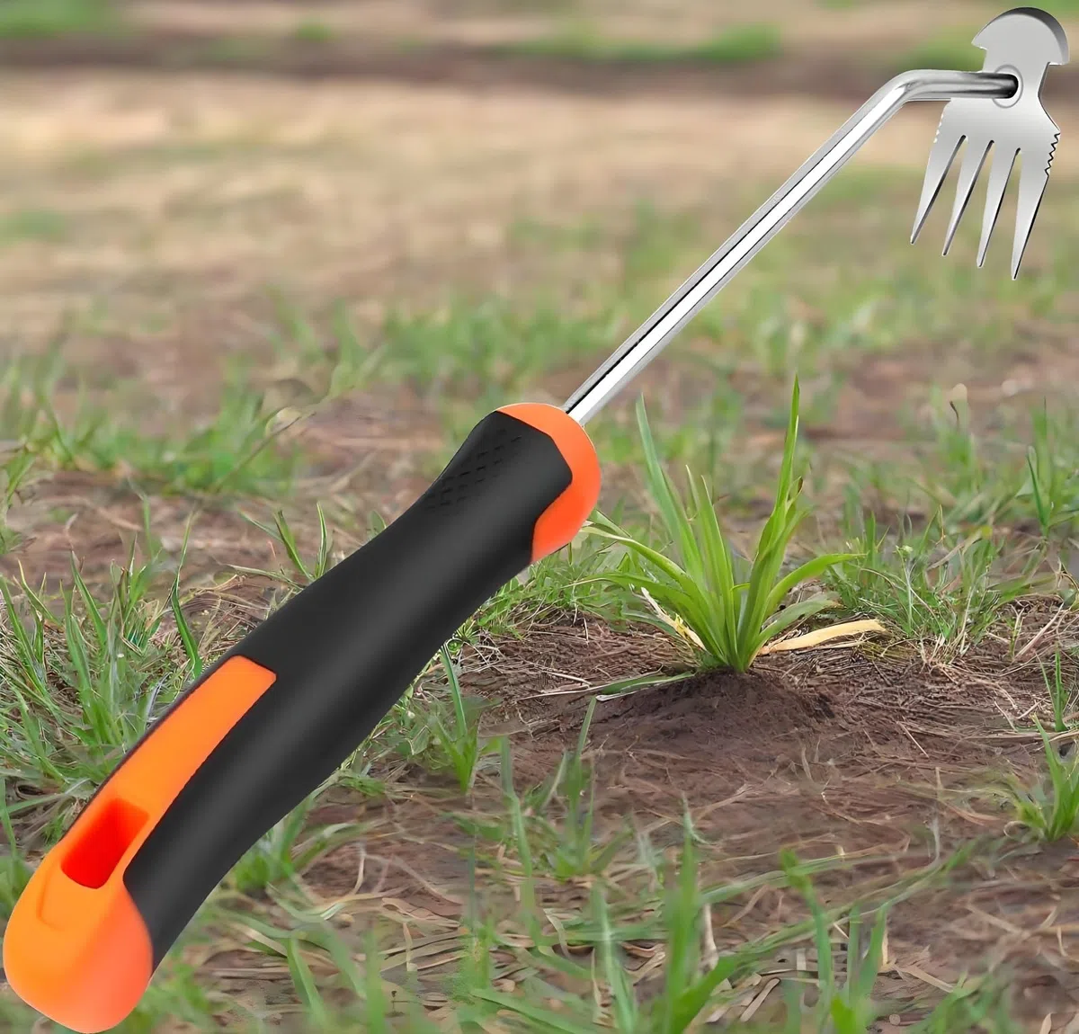 Unkrautentferner, Unkrautentferner, Edelstahl, Handjäter, 4 Zähne, Doppelzweck-Unkrautentferner, Unkrautentferner, Werkzeug für Gartenarbeit