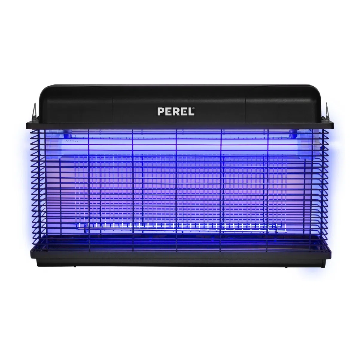 Perel Elektrischer LED UV Insektenvernichter, 3000V Hochspannungsgitter, IPX4 spritzwassergeschützt, abnehmbare Auffangschale, 100 m² Abdeckung, leistungsstark für Innen und Außen