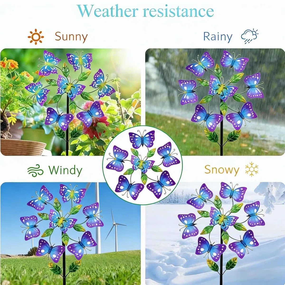 Edelstahl-Windspiel – 116,8 cm Garten-Windmühlen (2 Packungen) – perfekte Outdoor-Dekoration und einzigartiges Geschenk für Familie und Freunde – langlebiges, auffälliges Design