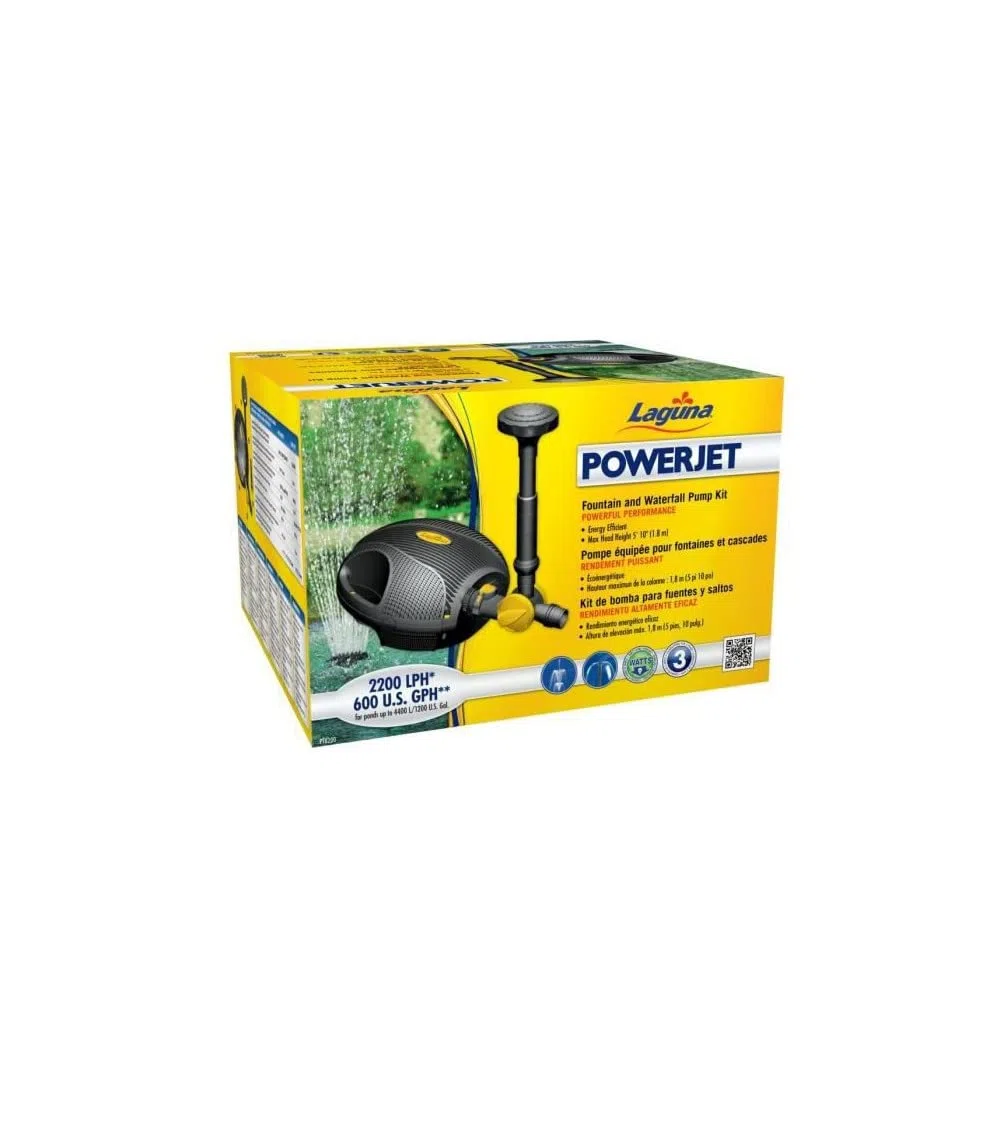 Laguna Powerjet FreeFlo 2200, Teichpumpe, für Springbrunnen und Wasserfälle, für Teiche bis zu 4.400L, 32W