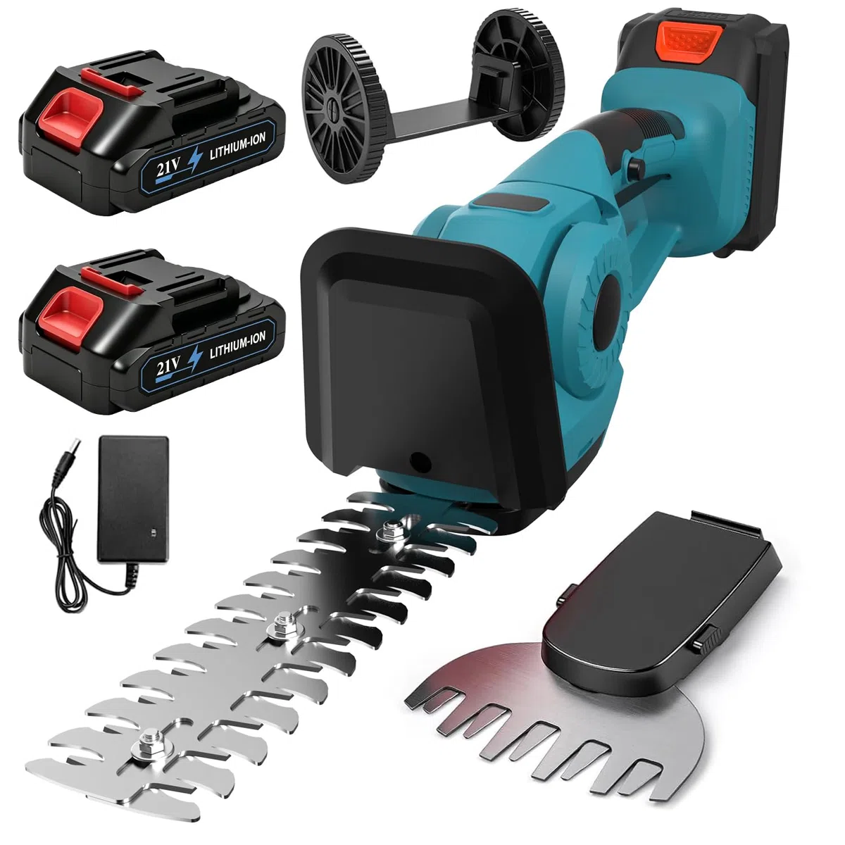 Akku-Heckenschere für Makita Akkus,2-in-1 Akku Grasschere und Strauchschere | Elektrische Gartenschere mit 2x2,0Ah Batterien & Ladegerät,Schnittbreite 12cm, Schnittlänge 23cm, für Garten,Hof und Rasen