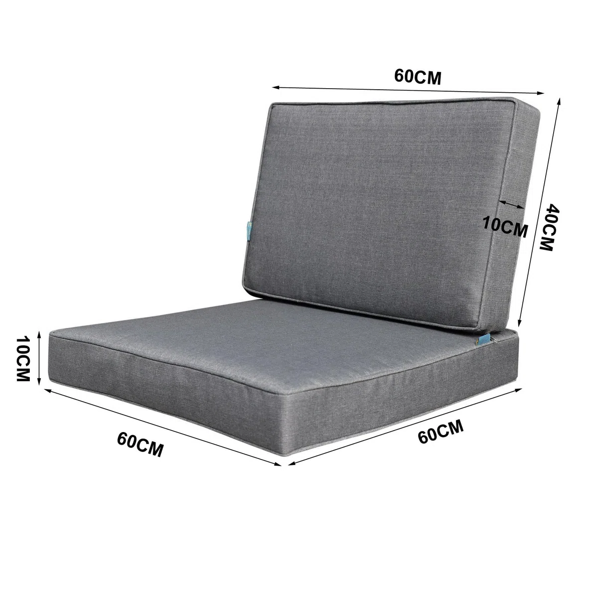 Kissen Set für Rückenlehne Sitz, Sitzkissen Outdoor Sitzpolster Gartenstuhl, Sitzauflage Rattansessel, Outdoor, Auflage, Palettenkissen, Sitzkissen, Rattanmöbel (Dunkelgrau, 60 * 60 * 10)