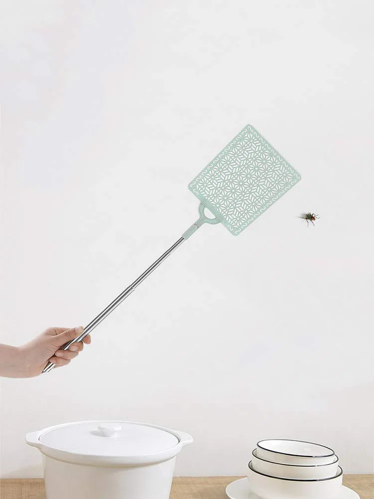 Aracoware 2 x große, ausziehbare Fliegenklatsche aus PE-Kunststoff, Teleskop-Edelstahlgriff, Fliegenklappe, stark, flexibel, manuelles Fliegen-Set für Spinnen, Mücken, Insekten, Käfer
