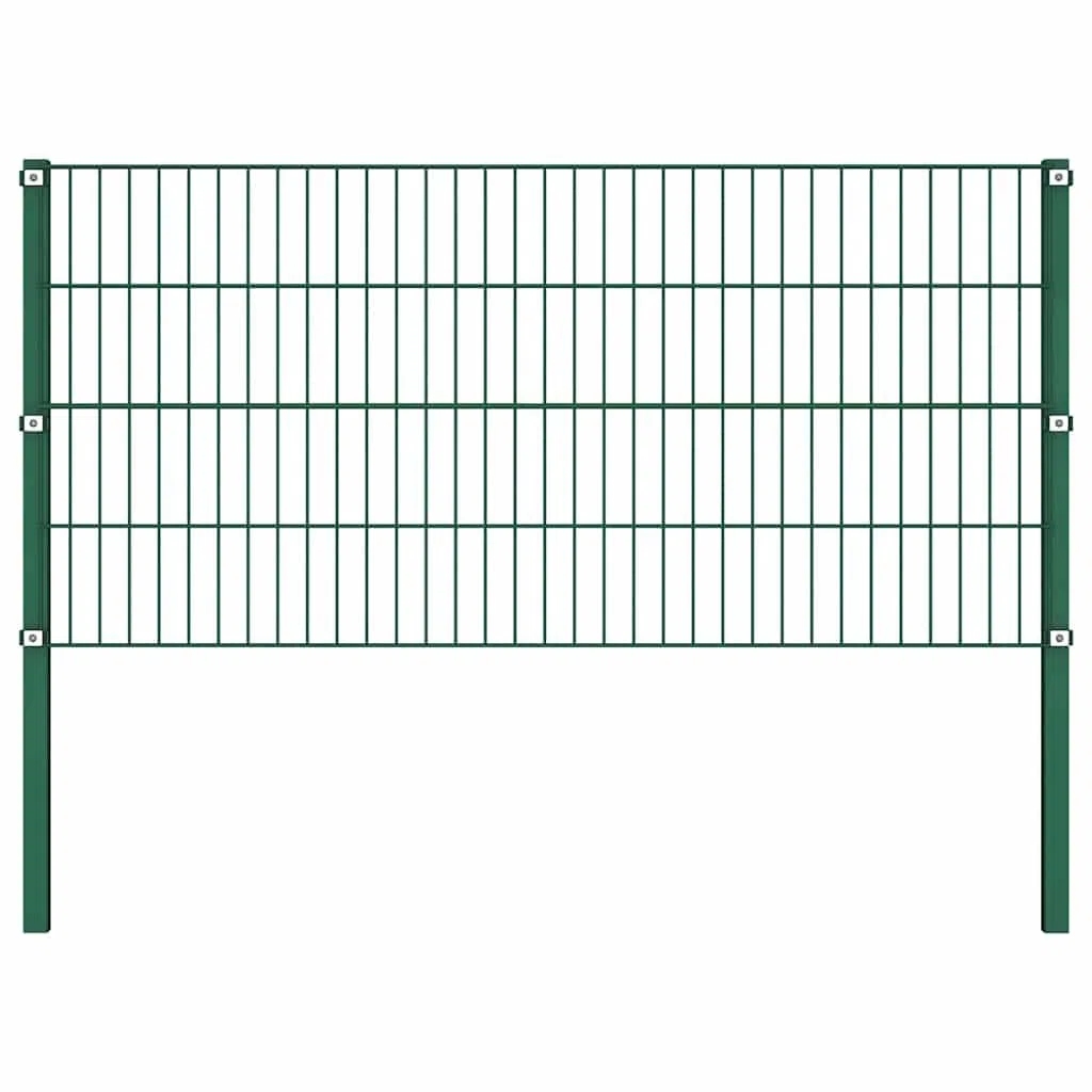 Zaunelement mit Pfosten Eisen grün 176,5 x 80 cm wetterfestes Gartenzaun-Doppelstabmatte mit Maschendraht Sichtschutz für Terrasse, Balkon, Vorgarten und Grundstück
