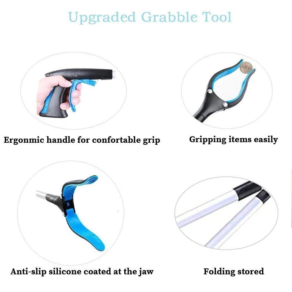 Picking Tools, 81,3 cm Faltbarer Abfallsammler, leichte Greifhilfe aus Aluminium mit drehbarem Gummigreifer, Langer Armverlängerung