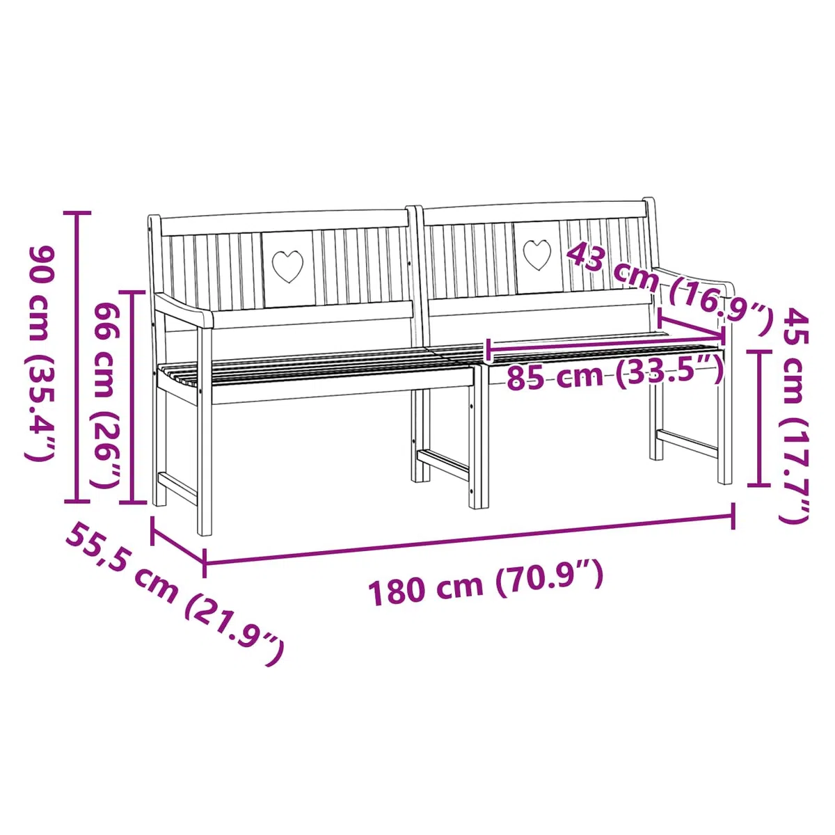Fengshui Akazienholz Gartenbank 180 cm Natur Geolt | Massivholz, Armlehnen, Rustikales Design, Pflegeleicht, Fr Außenbereiche