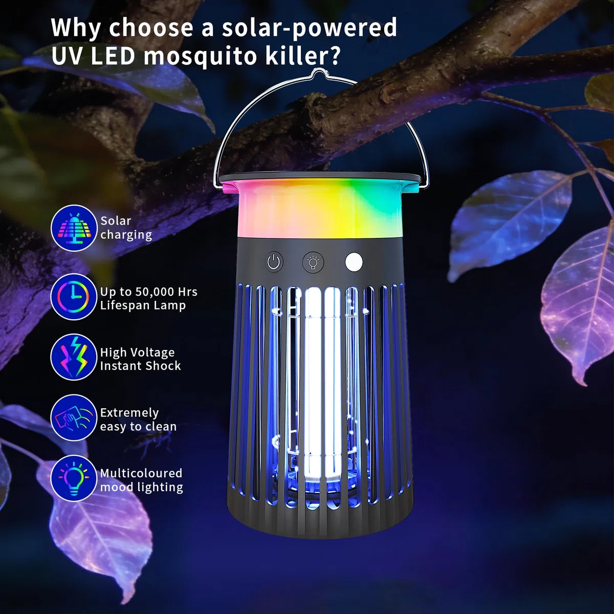 Moskito Zapper - Outdoor Bug Zapper & Trap, 4200V Wiederaufladbare wasserdichte Killerlampe für Terrasse, Garten, Camping & Haus, vertreibt Mücken, Fallen Fruchtfliegen & Mücken