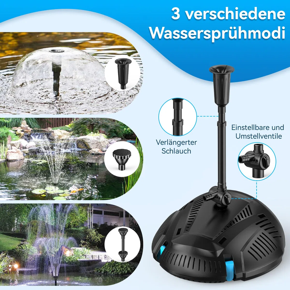 POPOSOAP Teichfilter mit integriertem UV-Klärer und Springbrunnen-Set | 2500 l/h 40W Teichfilter Komplettset mit Pumpe zur Wasserklärung, Gartenteich, Aquarium, Wasserspiele