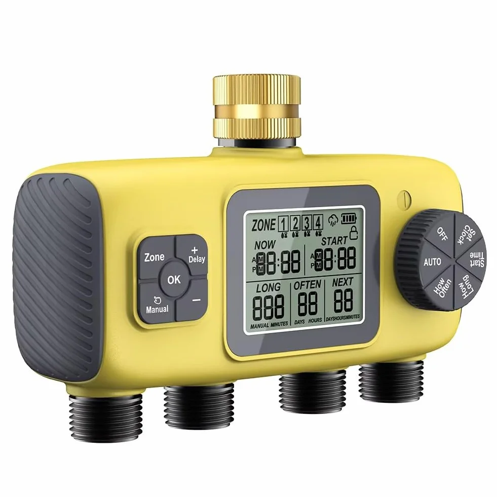 Automatischer 4-Wege-Gartenbewässerungs-Timer, für BSP 1,9 cm Gewindebewässerungsregler mit LCD-Display, Pflanzenpflege im Freien