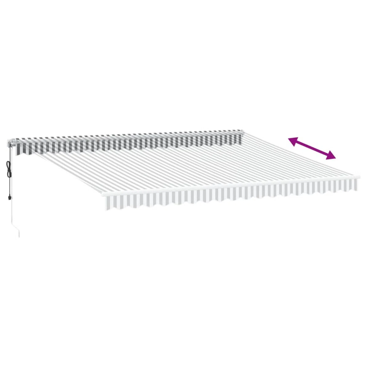Gelenkarmmarkise mit LED und Windsensor, Polyester-Stoff PU-beschichtet, 450x350 cm, Anthrazit/Weiß, für Privat & Gastronomie