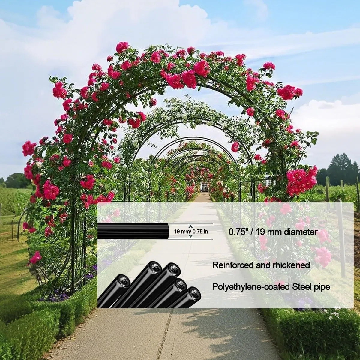 Metall-Gartenlaube, Rankgitter, rostfrei, Hochzeit, Torbogen für Hinterhof, Outdoor, Terrasse, Dekoration, Pflanzenstütze, breites Design, (B 1 x H 2,2 m)