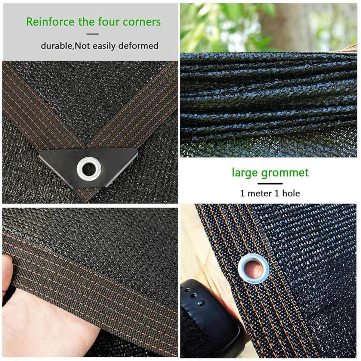 Sonnenschirm für Garten, Sonnensegel mit Ösen, multifunktional, rechteckig, atmungsaktives Mesh, für Garten, Pergola, Pflanze, Balkon, Terrasse, Schwarz, 5 x 8 m
