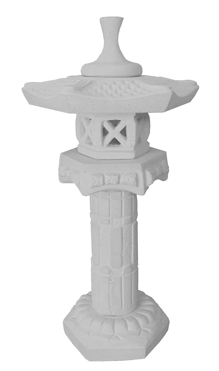 auerco Steintempel im japanischen Stil Yukimi auf Säule S- Handgefertigte Gartenfigur aus regionalem Steinguss - Zen - Dekoration für Garten & Terasse - wetterfest & langlebig