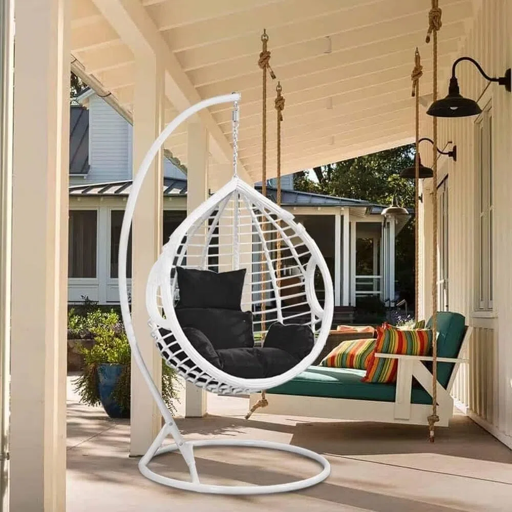 Hängesessel Kissen Outdoor, Wasserdicht Polster Hängekorb, Auflage für Polyrattan/Rattan Hängeschaukel, Schaukel Korb, Nur Schaukelkissen, Weinrot