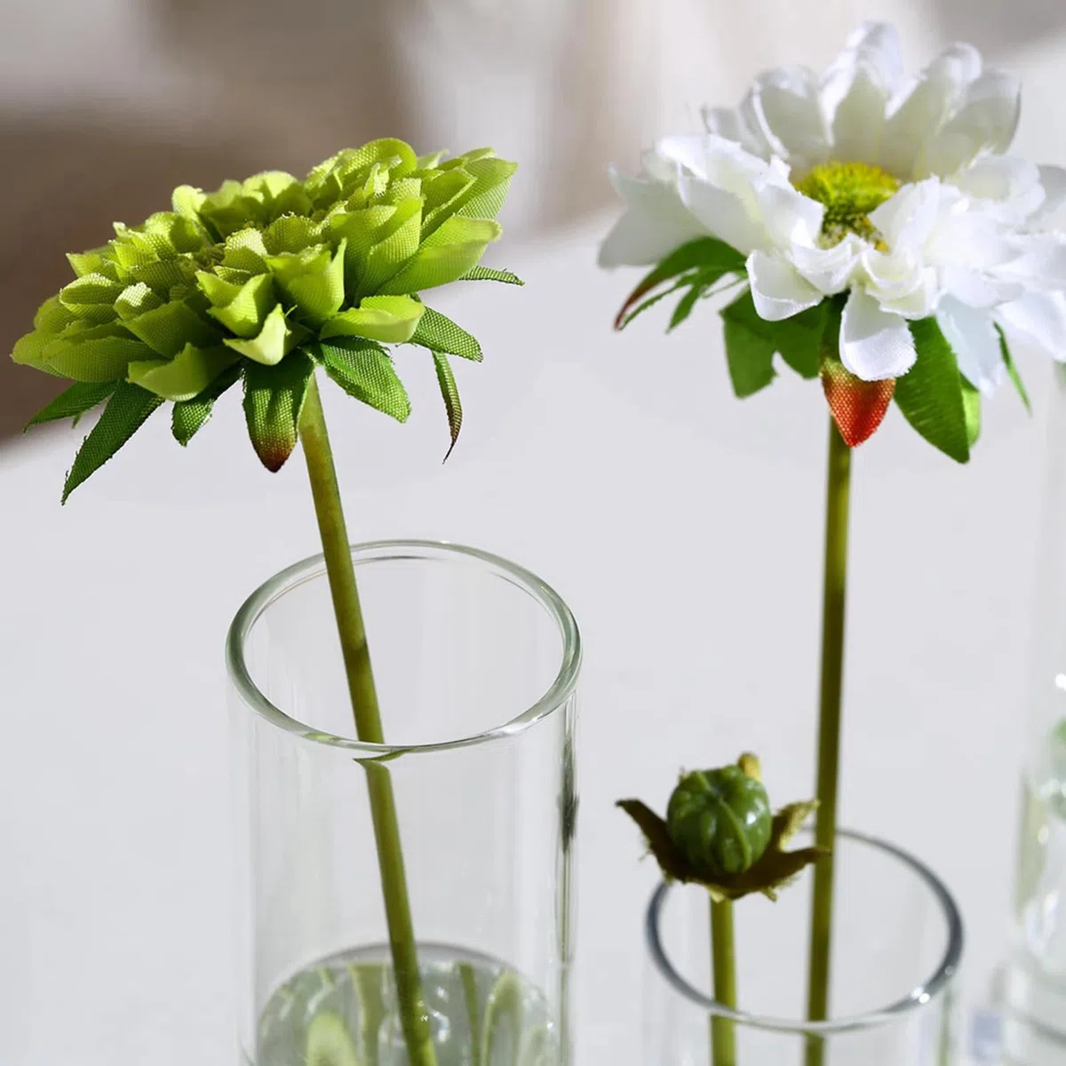 2Satz Blumenvase mit Scharnieren, Verschiedene Höhen, Reagenzglas-Vermehrungsstation Aus Klarem Zylinderglas, für Innendekoration