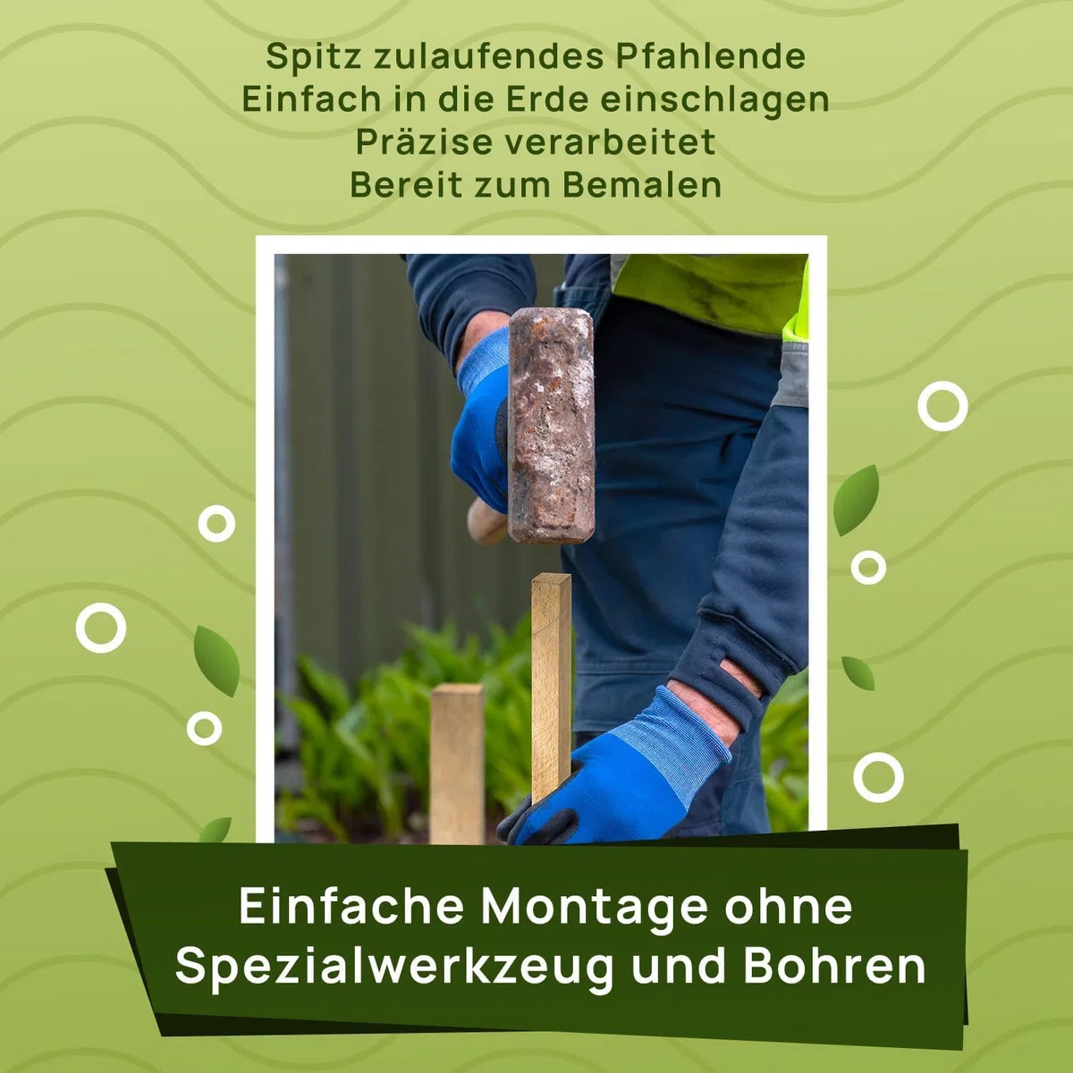 Holzpfähle Quadratisch 25 Stück – Länge 120cm – 25 x 25 mm Holzstäbe aus Buchenholz – Pflanzenstütze und Pflanzstäbe für Gartenarbeiten, Beetmarkierung und Leichten Gartenzaun