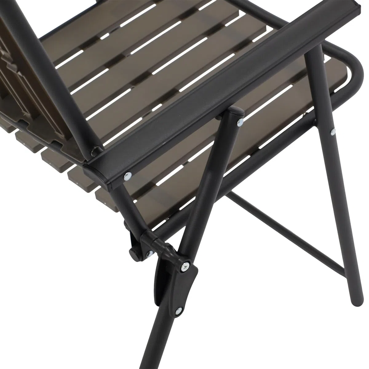 DEGAMO Klappsessel Campingstuhl ASCIANO, Metall anthrazit + Kunststoff in Holzoptik grau, klappbar, wetterfest, Outdoor