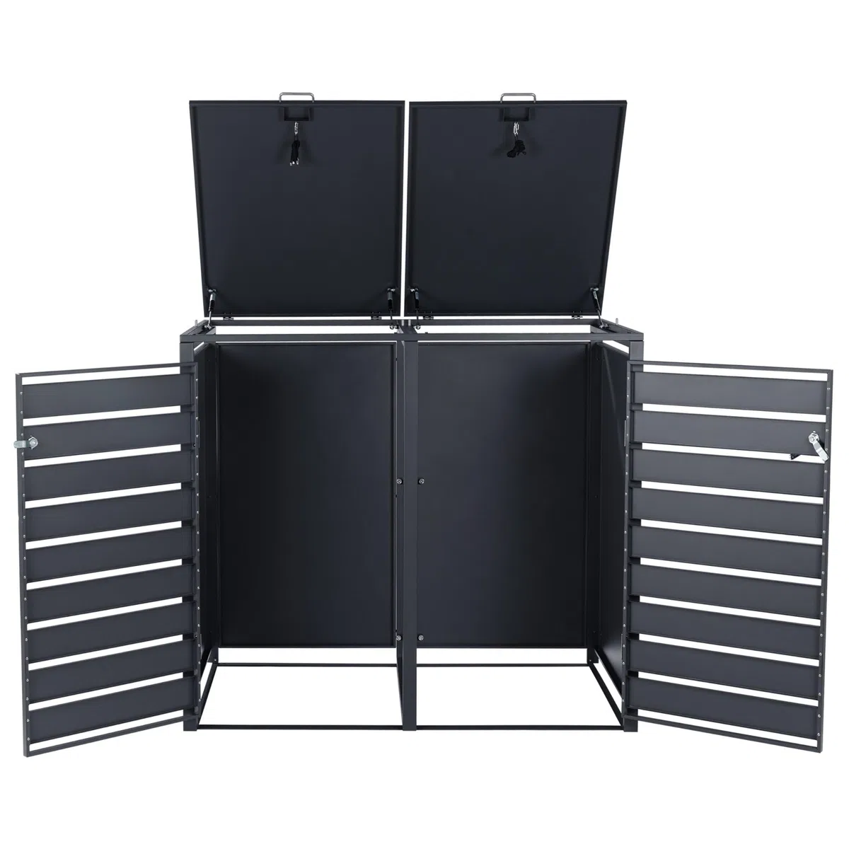 Zelsius Mülltonnenbox 2er Mülltonnen | (B) 132 x (T) 80 x (H) 117 cm | Anthrazit RAL7016 | inkl. Erweiterungsmöglichkeit | Mülltonnenverkleidung, Garten Müllbox, Aufbewahrungsbox für Mülltonnen