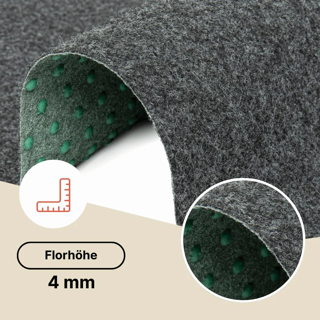 TAPISO Pemba Rasenteppich Kunstrasen Dunkelgrau Höhe:4 mm Kunstrasenteppich mit Noppen Wetterfest Schnelltrocknend Outdoor Balkon Terrasse Garten 300 x 300 cm