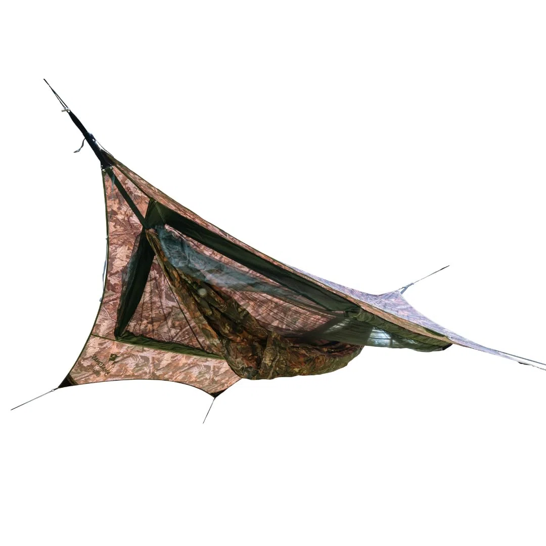 AMAZONAS Traveller Camp Forest – Ultraleichtes Hängematten-Komplettset mit Moskitonetz und Tarp | Belastbarkeit 200 kg | nur 1,6 kg | ideal für Outdoor-Abenteuer