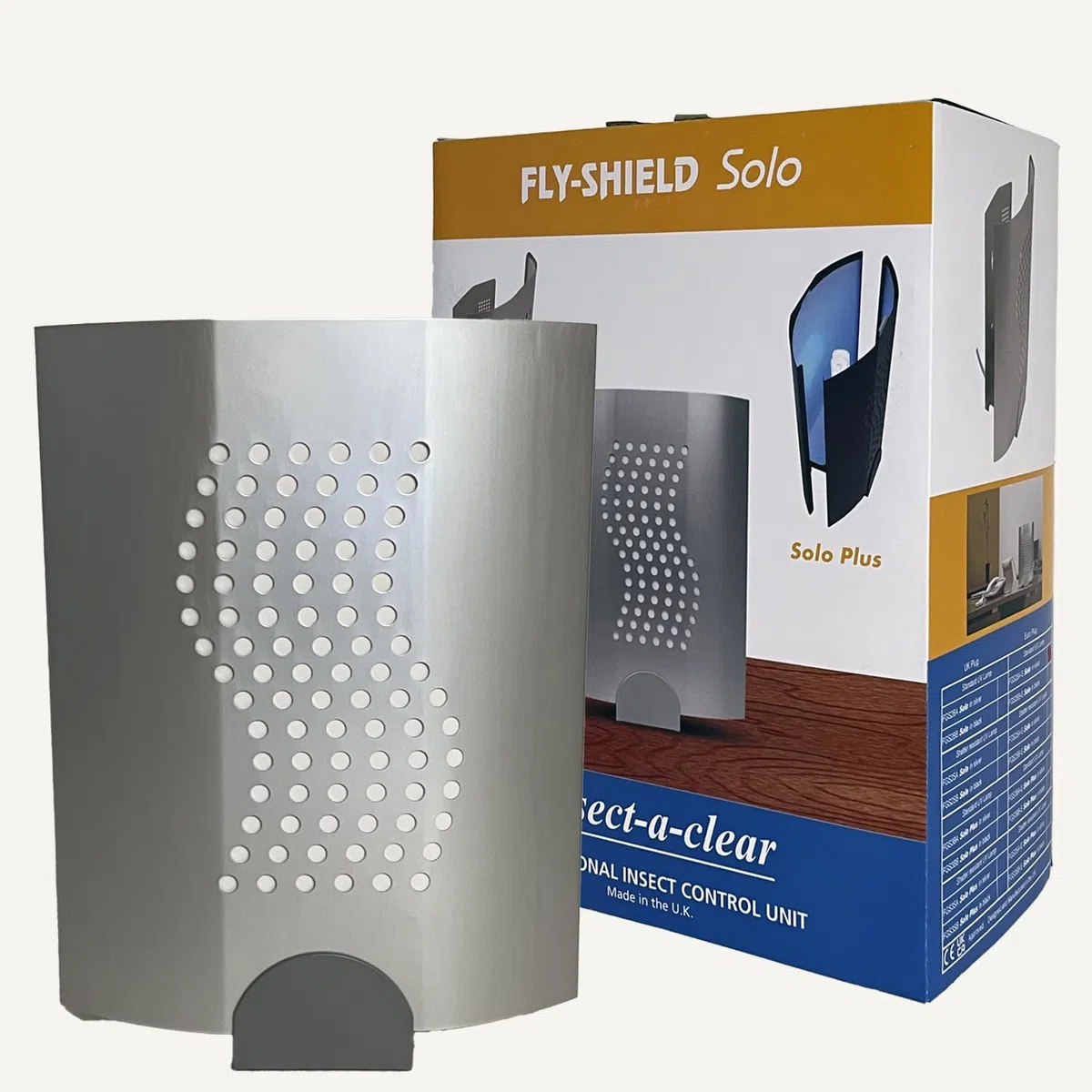 Fly-Shield Solo UV-Fliegenfalle - Klebefolie - Standard - 1 Halter | Kompakte Ausführung für Innenräume, diskrete Kontrolle von Fliegen und Fluginsekten mit austauschbarer Klebefolie