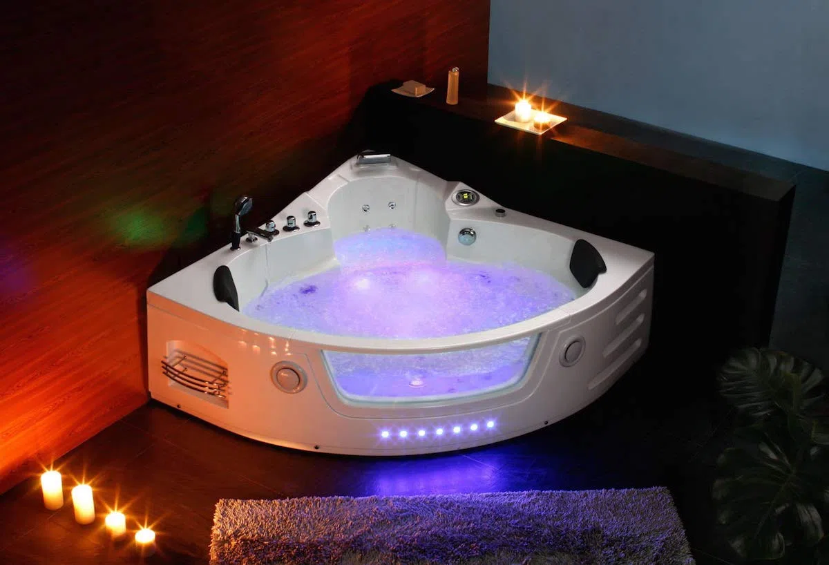 PureHaven Whirlpool 152x152 cm Elegantes Design Heizung Lichttherapie Soundsystem Reinigungsprogramm Bluetooth-Soundsystem