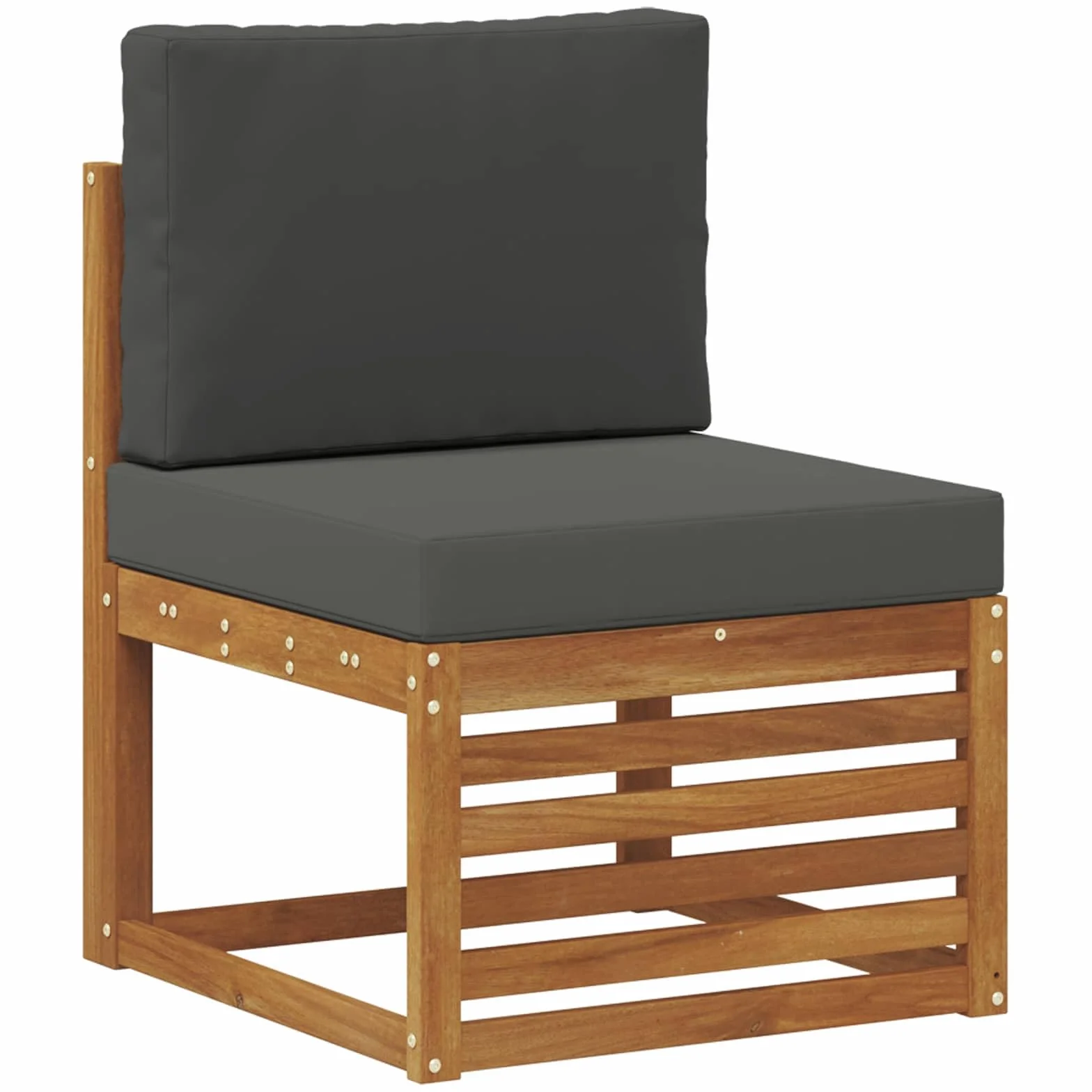Outdoor-Garnitur 9-teilig aus massivem Akazienholz für Garten Terrasse Balkon wetterfestes Sitzgruppen-Set mit Tisch, Sofas, Sesseln, Kissen, Natur und anthrazit