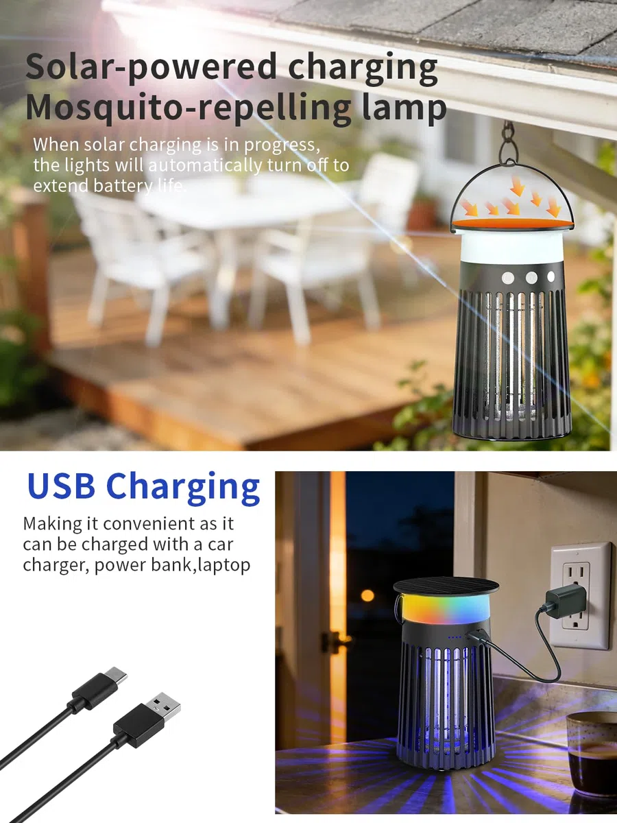 Moskito Zapper - Outdoor Bug Zapper & Trap, 4200V Wiederaufladbare wasserdichte Killerlampe für Terrasse, Garten, Camping & Haus, vertreibt Mücken, Fallen Fruchtfliegen & Mücken