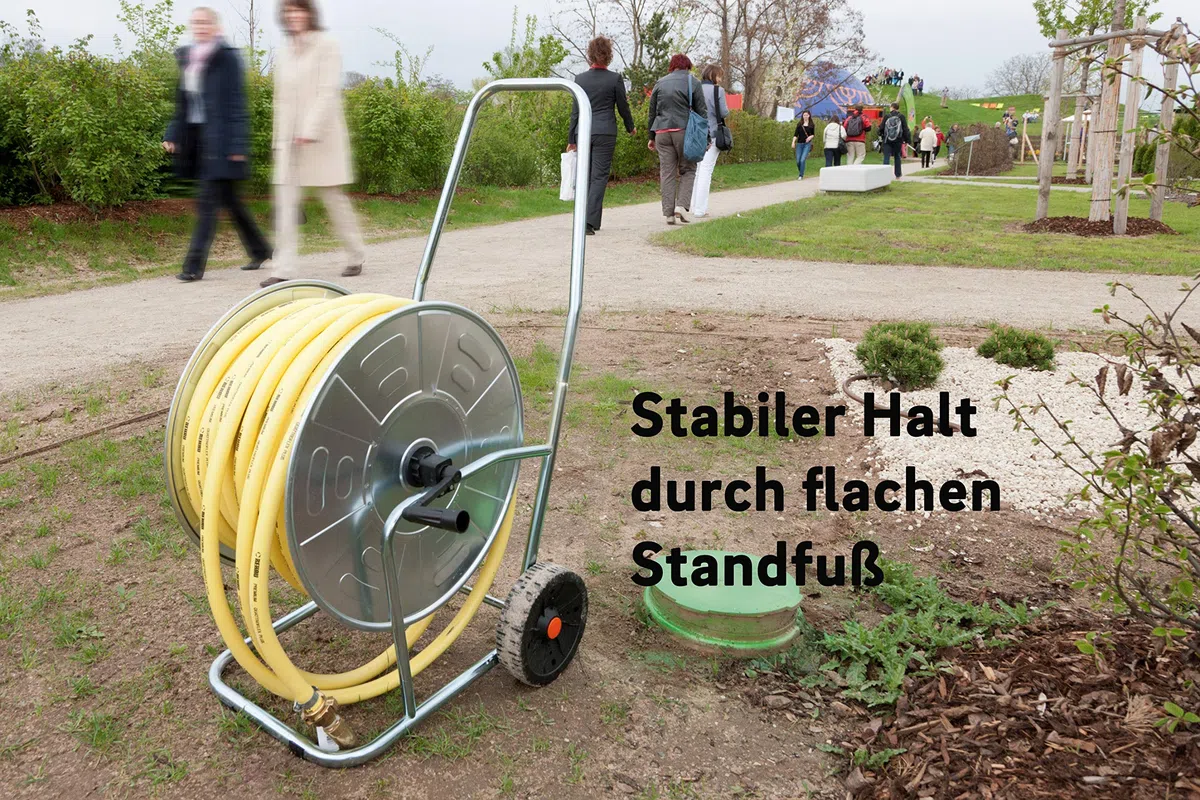 REHAU Schlauchwagen aus Metall, Schlauchtrommel 50m bis 120m Schlauch, robust, langlebig, praktisch…, 56 x 50 x 51 cm