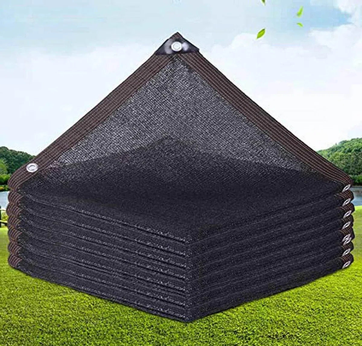 Sonnenschirm für Garten, Sonnensegel mit Ösen, multifunktional, rechteckig, atmungsaktives Mesh, für Garten, Pergola, Pflanze, Balkon, Terrasse, Schwarz, 5 x 8 m