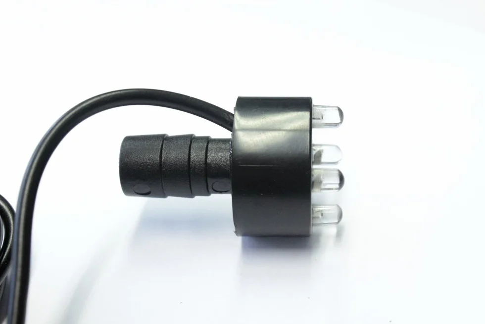 3er Set LED Quellsteinbeleuchtung RGB 12V AC | Ersatzbeleuchtung für Springbrunnen & Wasserspiele | Ohne Netzteil | 2m Kabel | Doppelpin Standardstecker | inkl. 1/2" & 3/4" Schlauchanschlüsse