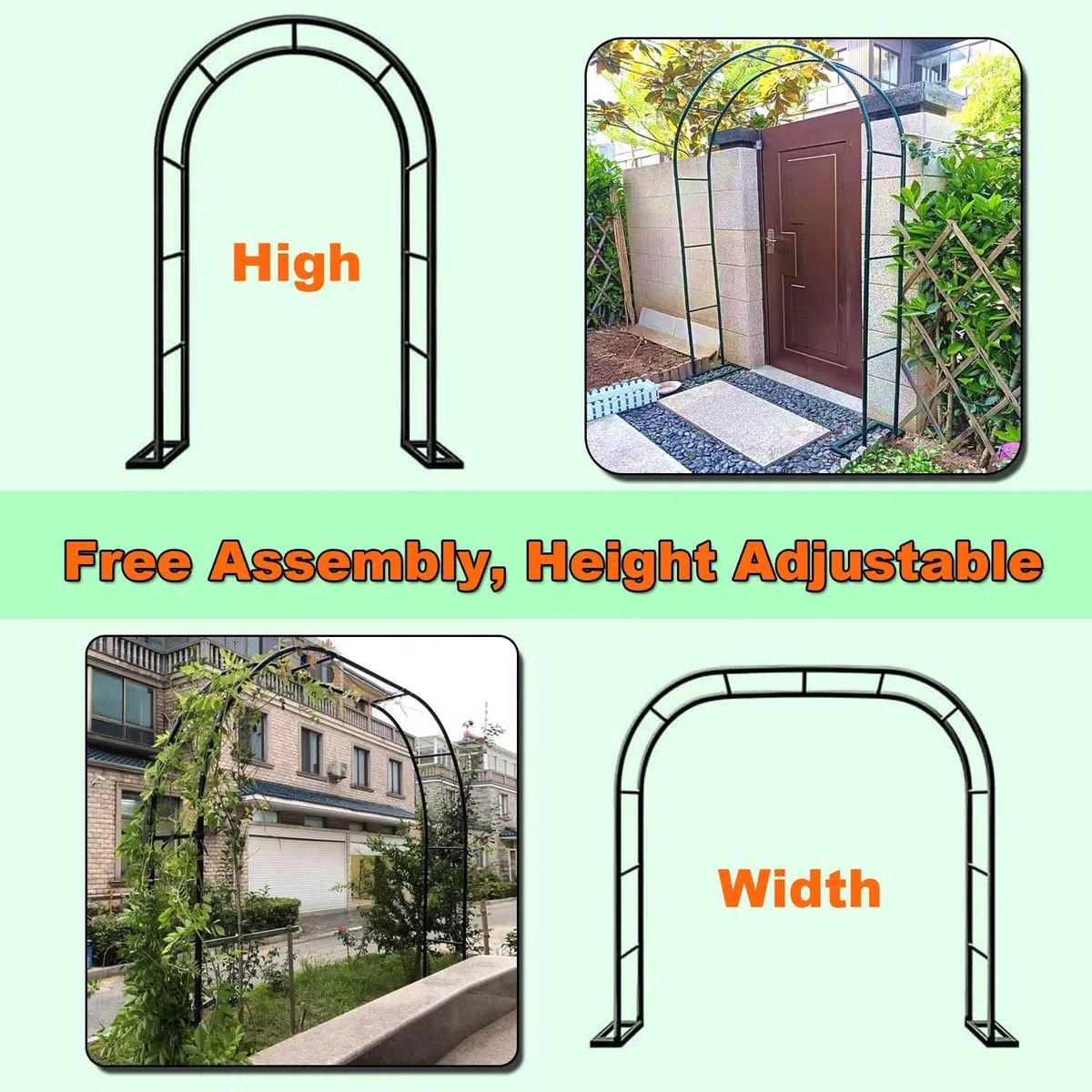 Wetterfestes Rosenspalier für Kletterpflanzen 220cm hoch ideal für Balkon Hochzeit und Gartenparty B 80 x H 220 cm